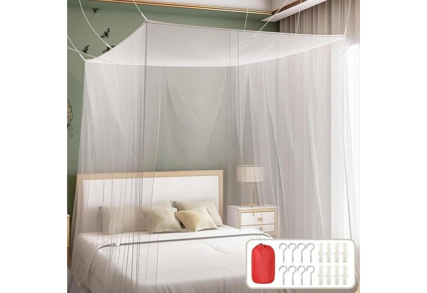 LuxusKollektion Moskitonetz Moskitonetz 200x220x200 cm feinmaschig langlebig für Bett Reise Bild 4
