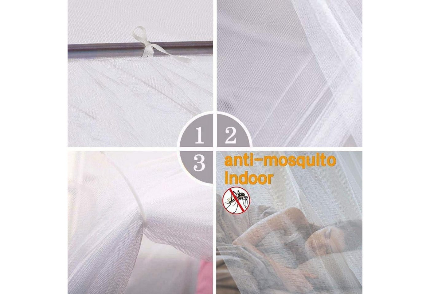 LuxusKollektion Moskitonetz Moskitonetz 200x220x200 cm feinmaschig langlebig für Bett Reise Bild 5