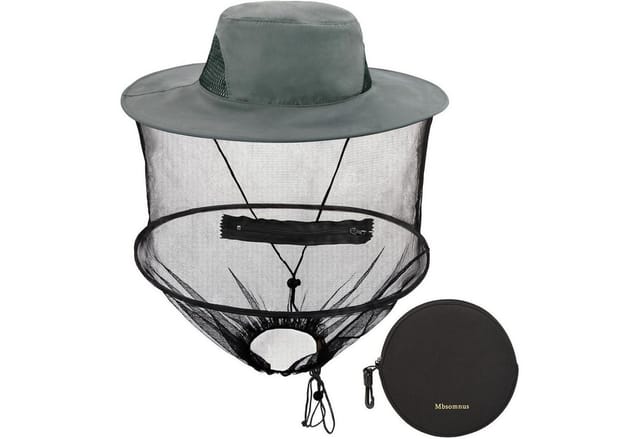 LuxusKollektion Fliegenhaube Imkerhut Moskitonetz Grau Sonnenhut mit abnehmbarem Kopfnetz Schnell