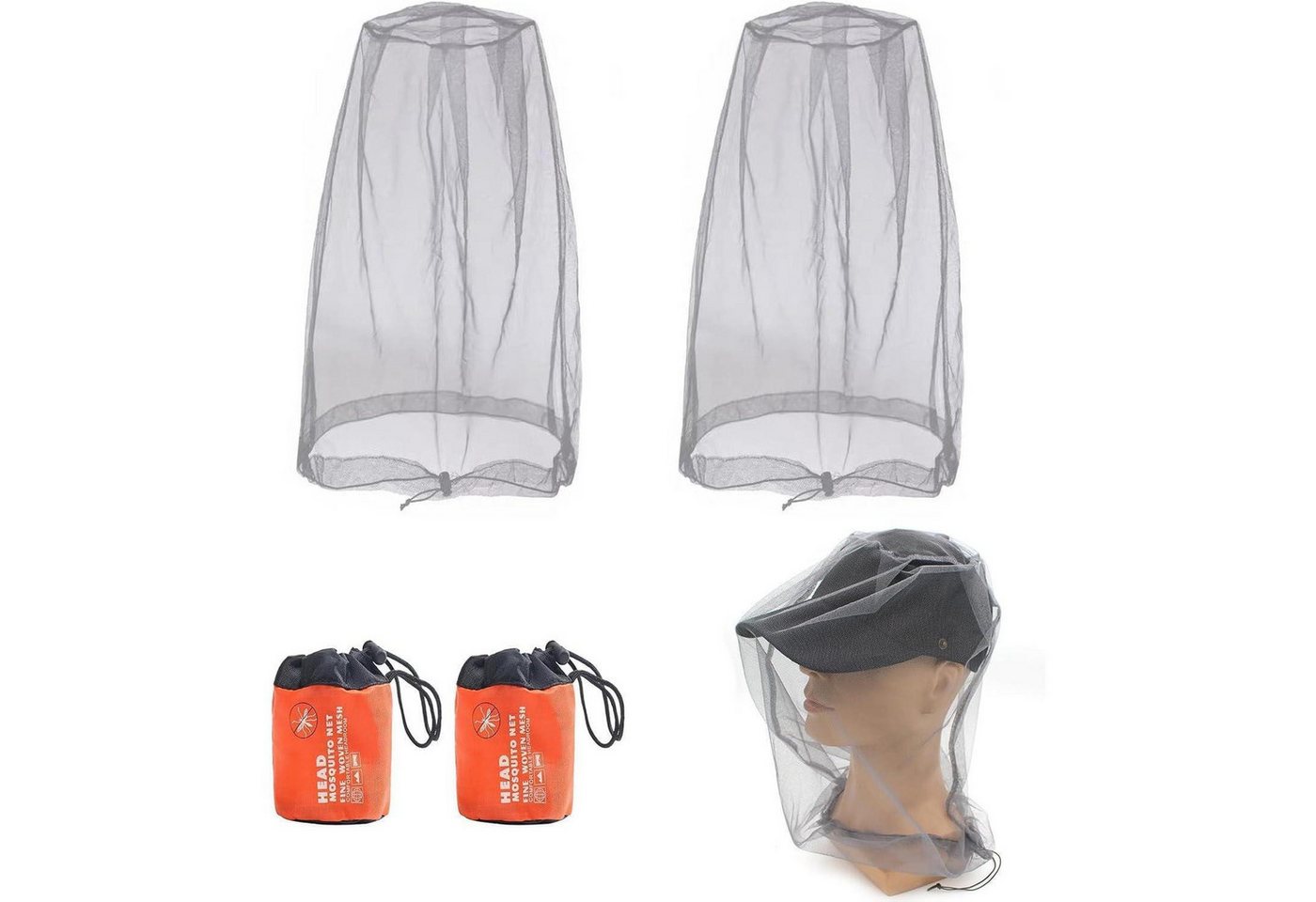 LuxusKollektion Moskitonetz 2er Set Moskitonetz Kopf Schutz Outdoor Mückennetz Hut