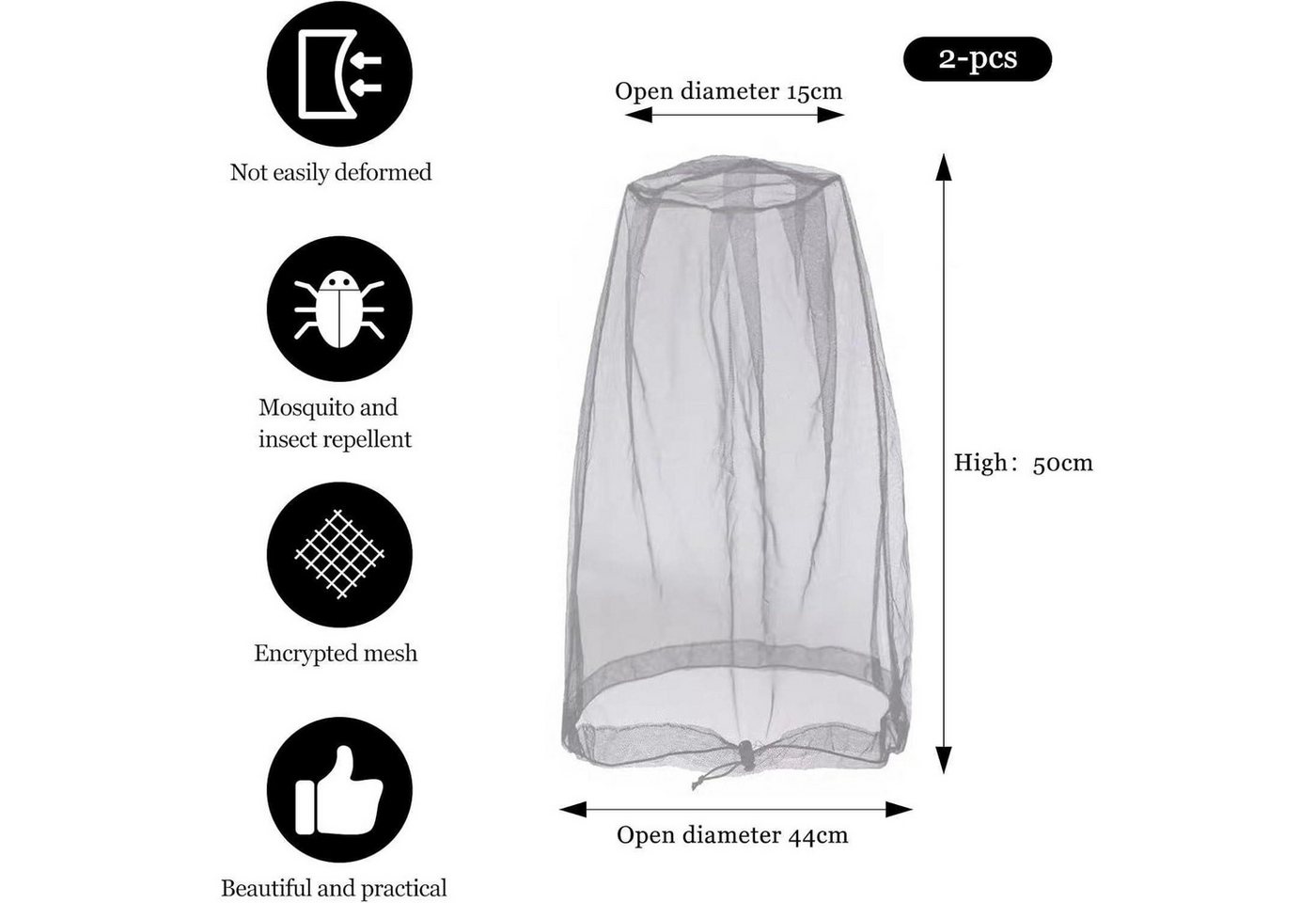LuxusKollektion Moskitonetz 2er Set Moskitonetz Kopf Schutz Outdoor Mückennetz Hut Bild 2