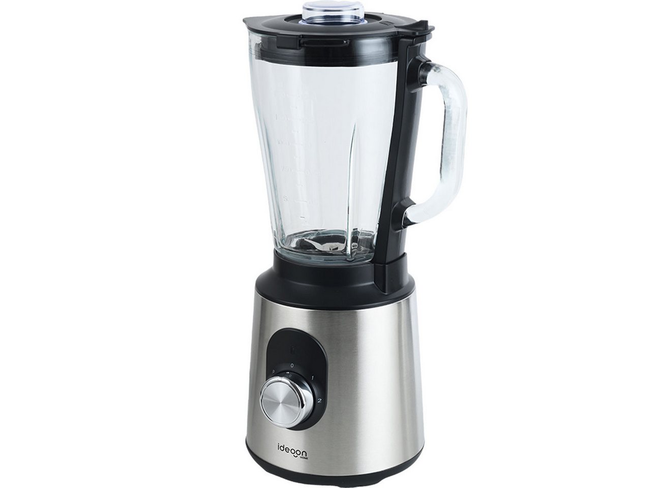 shop'n smile ideoon Standmixer Edelstahl Standmixer 1,5L Glasbehälter 1000W Küchenmixer rutschfest, 1000 W, 1,5 L, 1000 W, 2 Stufen + Pulse, Edelstahl/Glas, spülmaschinenfest
