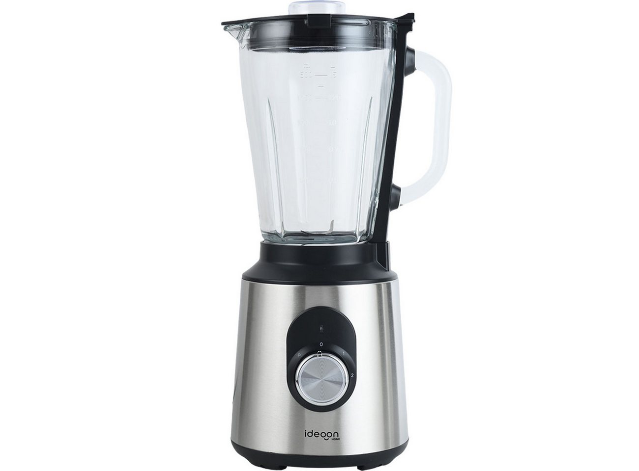 shop'n smile ideoon Standmixer Edelstahl Standmixer 1,5L Glasbehälter 1000W Küchenmixer rutschfest, 1000 W, 1,5 L, 1000 W, 2 Stufen + Pulse, Edelstahl/Glas, spülmaschinenfest Bild 3