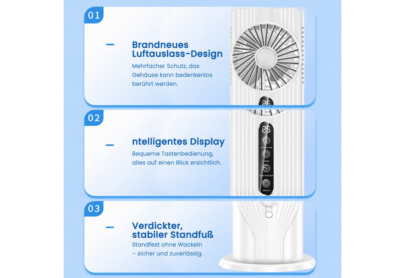 MOPUEA Standventilator Mini Tischventilator Mit Kühlspray LED Display 6 Windstufen Ventilator, USB Tischventilator Umluftventilator Mit Sprühnebel Bild 5