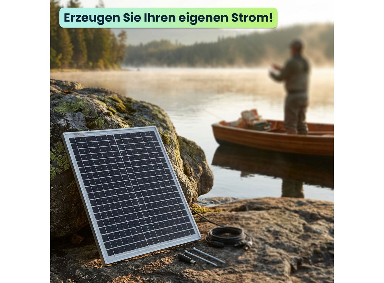 shop'n smile ideoon Mobiles Powerstation Set 88,8Wh 20W Solarmodul 230V Steckdose Leuchte Powerstation (20W Leistung, Max. Netzspannung (Vmp): 19,5 V, Leerlaufspannung (Voc): 21,8 V V), 20W Modul IP65, 230V, PD 65W & LED-Leuchte Bild 3