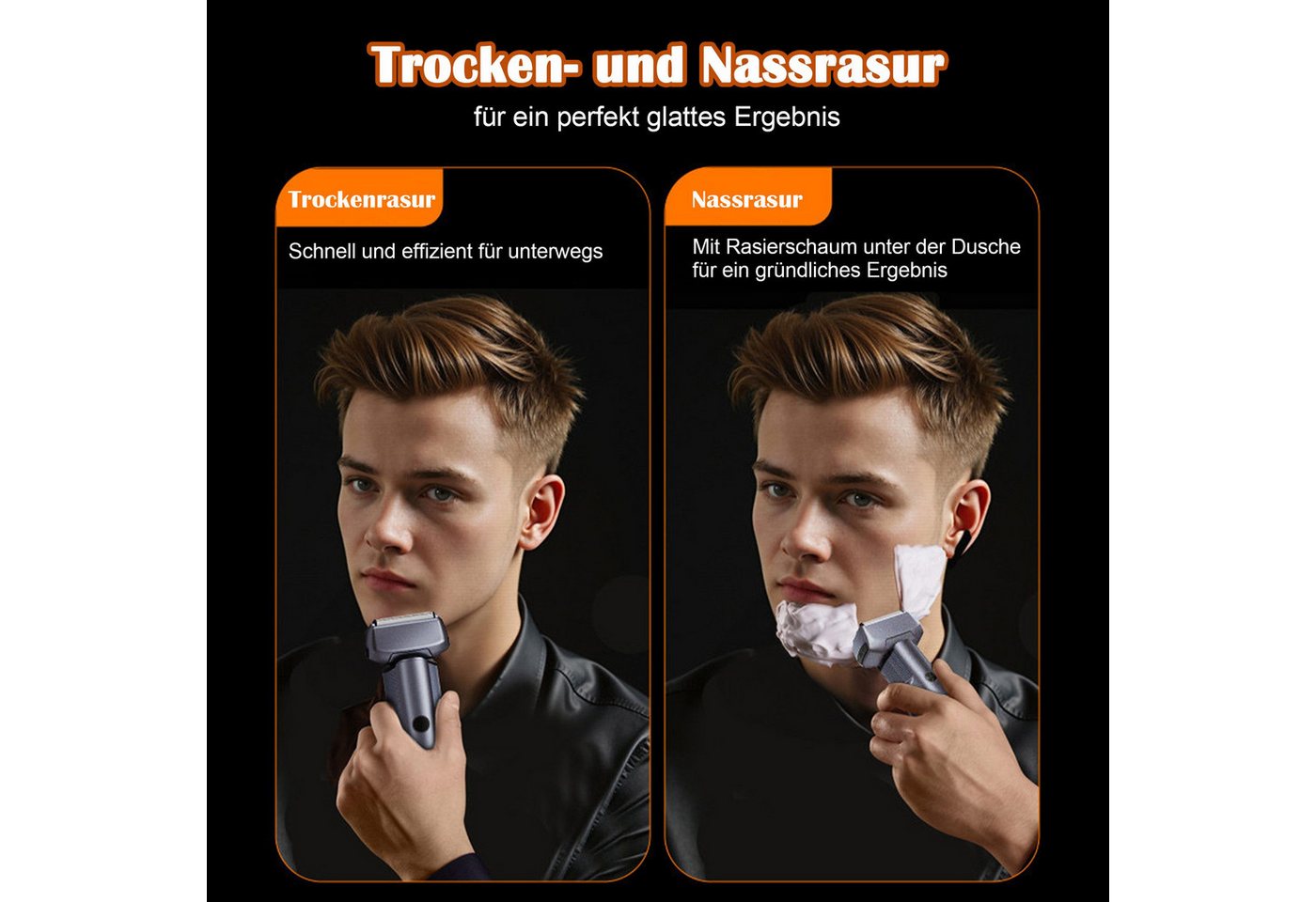 Luckice Elektrorasierer Elektrorasierer für Herren, 5-fach Schneidsystem & Präzisionstrimmer, Folienrasierer nass & trocken wasserdicht,LED-Display,90 Min., flexibler Trimmkopf für Konturen,Akku USB-C Bild 4