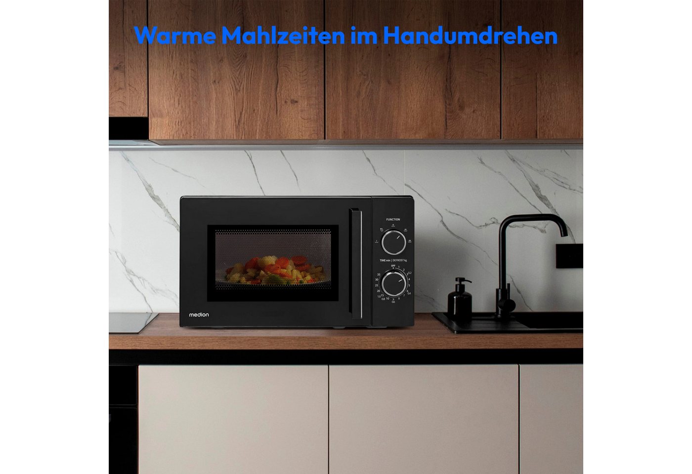 Medion® Mikrowelle MD12011, Mikrowelle, 20 l, 800 Watt, 5 Mikrowellenstufen, kompakt Bild 4