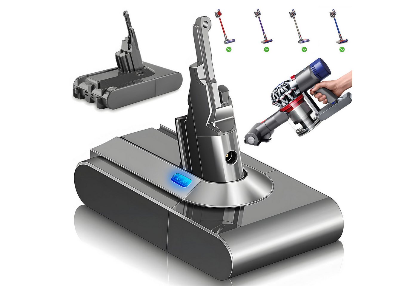 AKKEE 4600mAh Ersatzakku für Dyson V8 SV10 Akku Li-Ionen Batterie Staubsauger-Akku, Für Dyson V8 Absolute V8 Animal V8 Fluffy V8 Motorhead SV10 Bild 5