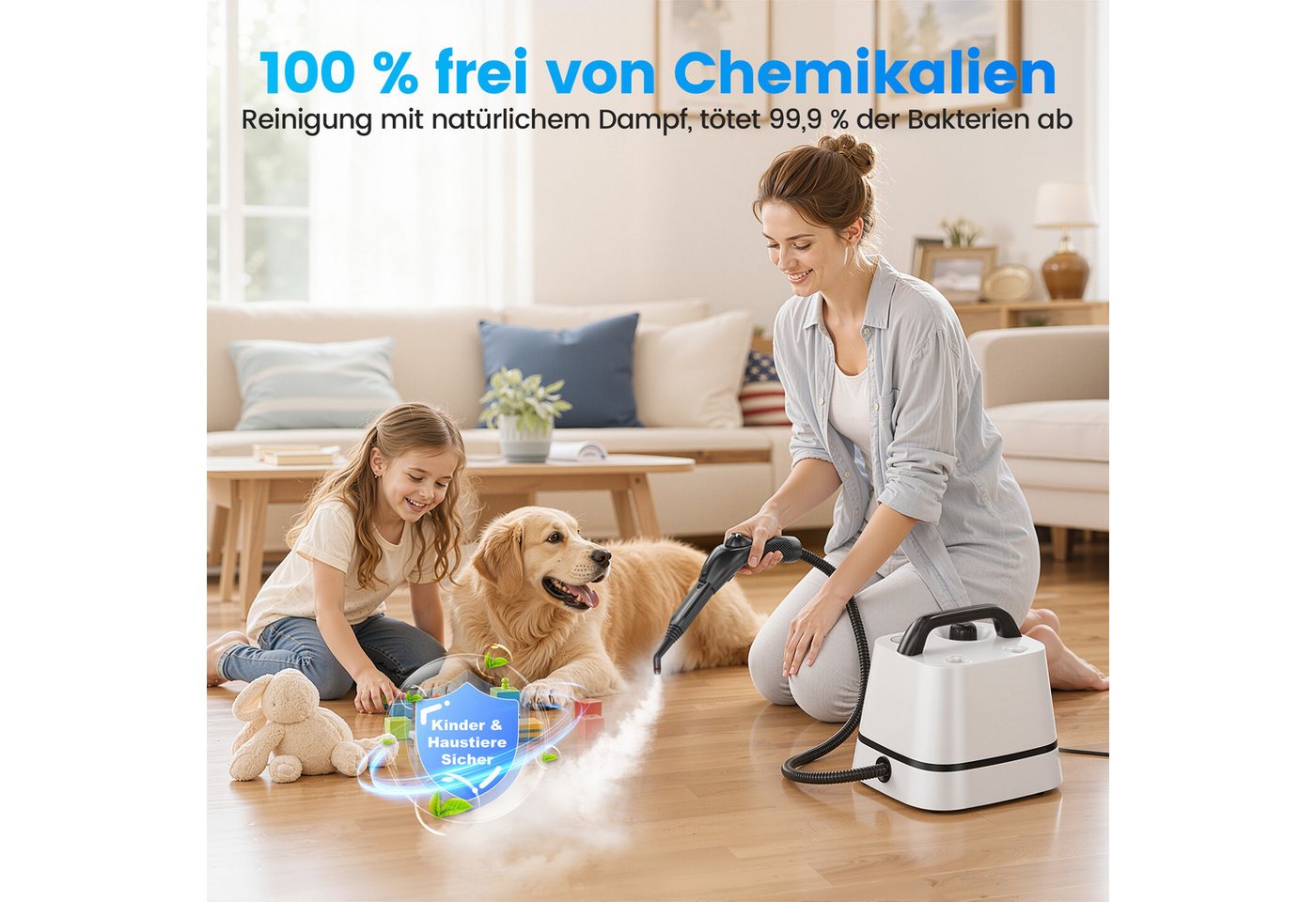 INSE Dampfreiniger G3 Dampfreiniger dampfmopp wischmapp set, 2000 W, beutellos, 65 PSI&120°C, 5 Min Schnellaufheizung, 1500ML Tank, 7-teiliges Zubehör Bild 5