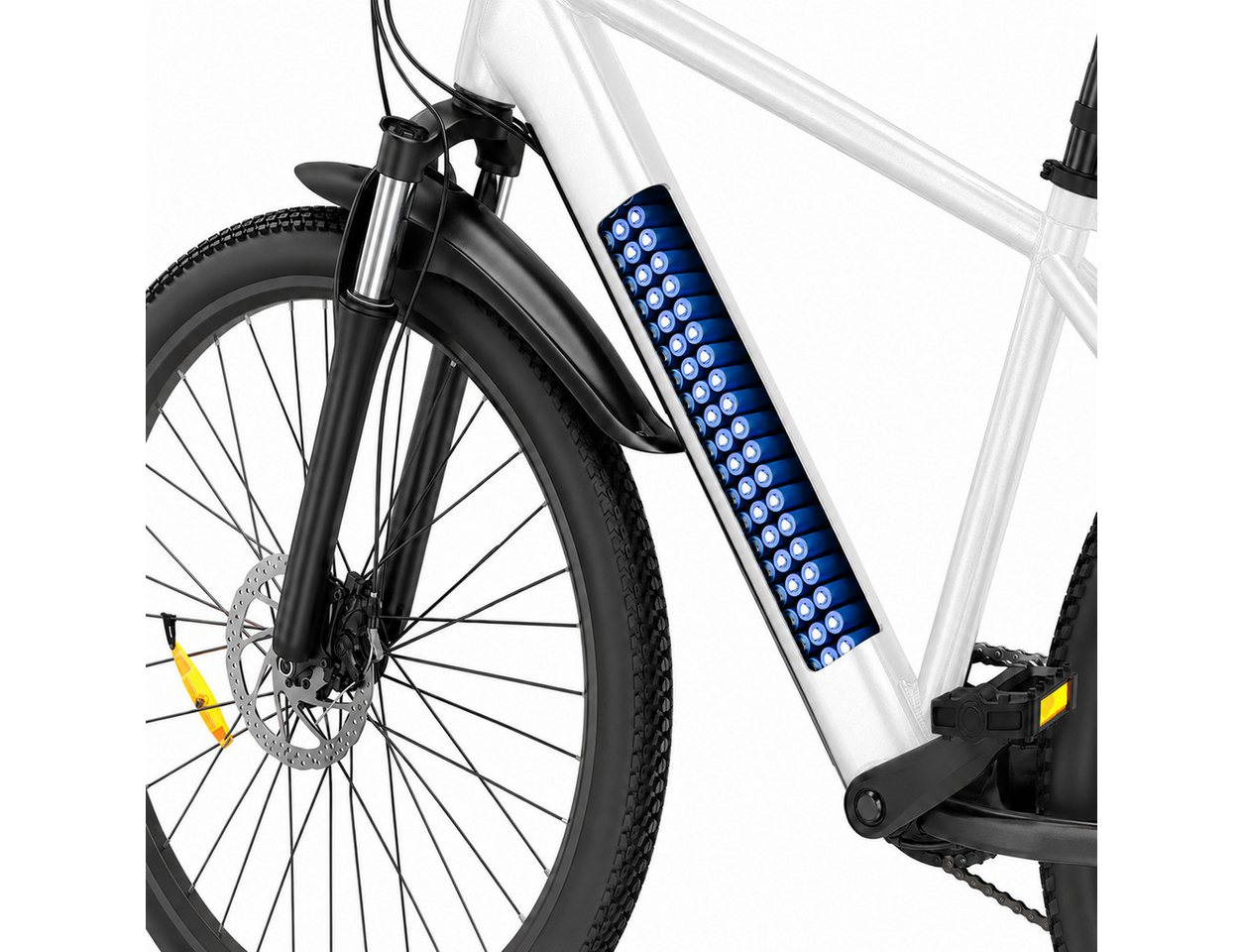 PixelPilot E-Bike Cityrad 26 Zoll Elektrofahrrad 48V 10Ah Akku, Shimano 7-Gang, Abnehmbarer Korb, 7 Gang, Nabenmotor, 468 Wh, (Packung)