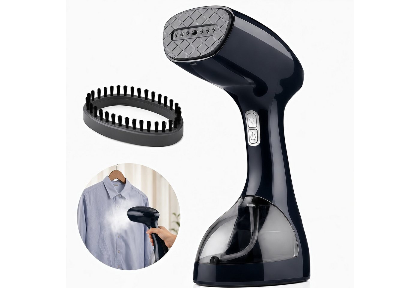ibettertec Dampfglätter Dampfbügeleisen 2000-2500W Hand-Dampfglätter mit 3 Dampfstufen, 2000 W, 265 ML Wassertank, Keramik-Dampfplatte, Reise-Dampfbürste für Kleidung Bild 2