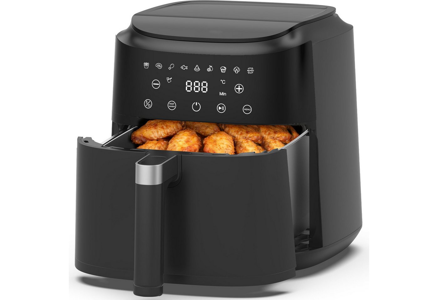 AIMAX Heißluftfritteuse Airfryer 6L, Touchdisplay, LED-Bildschirm, 9 Programme, ohne Öl, 1650 W, 360° Heißluft, Timer, 40–200°C, Spülmaschinenfest, fettarm Bild 4