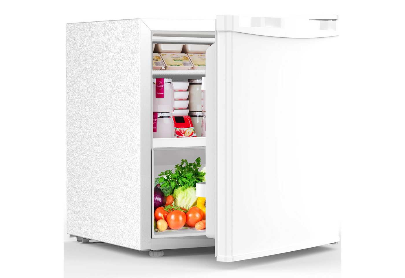 Kismile Kühlschrank 45L Mini-Kühlschrank mit Gefrierfach, kleiner Kühlschrank mit wechselbarem Türanschlag BC-46, regelbarer Thermostat, ultra leise & energiesparend