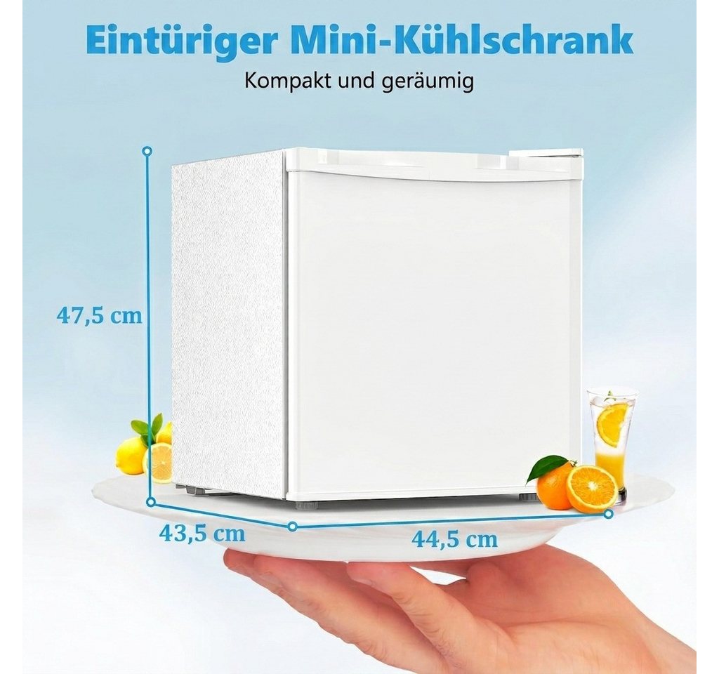 Kismile Kühlschrank 45L Mini-Kühlschrank mit Gefrierfach, kleiner Kühlschrank mit wechselbarem Türanschlag BC-46, regelbarer Thermostat, ultra leise & energiesparend Bild 2