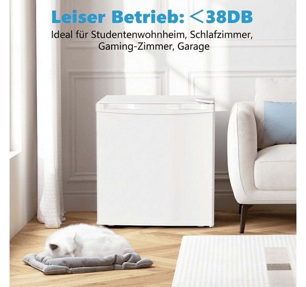 Kismile Kühlschrank 45L Mini-Kühlschrank mit Gefrierfach, kleiner Kühlschrank mit wechselbarem Türanschlag BC-46, regelbarer Thermostat, ultra leise & energiesparend Bild 4