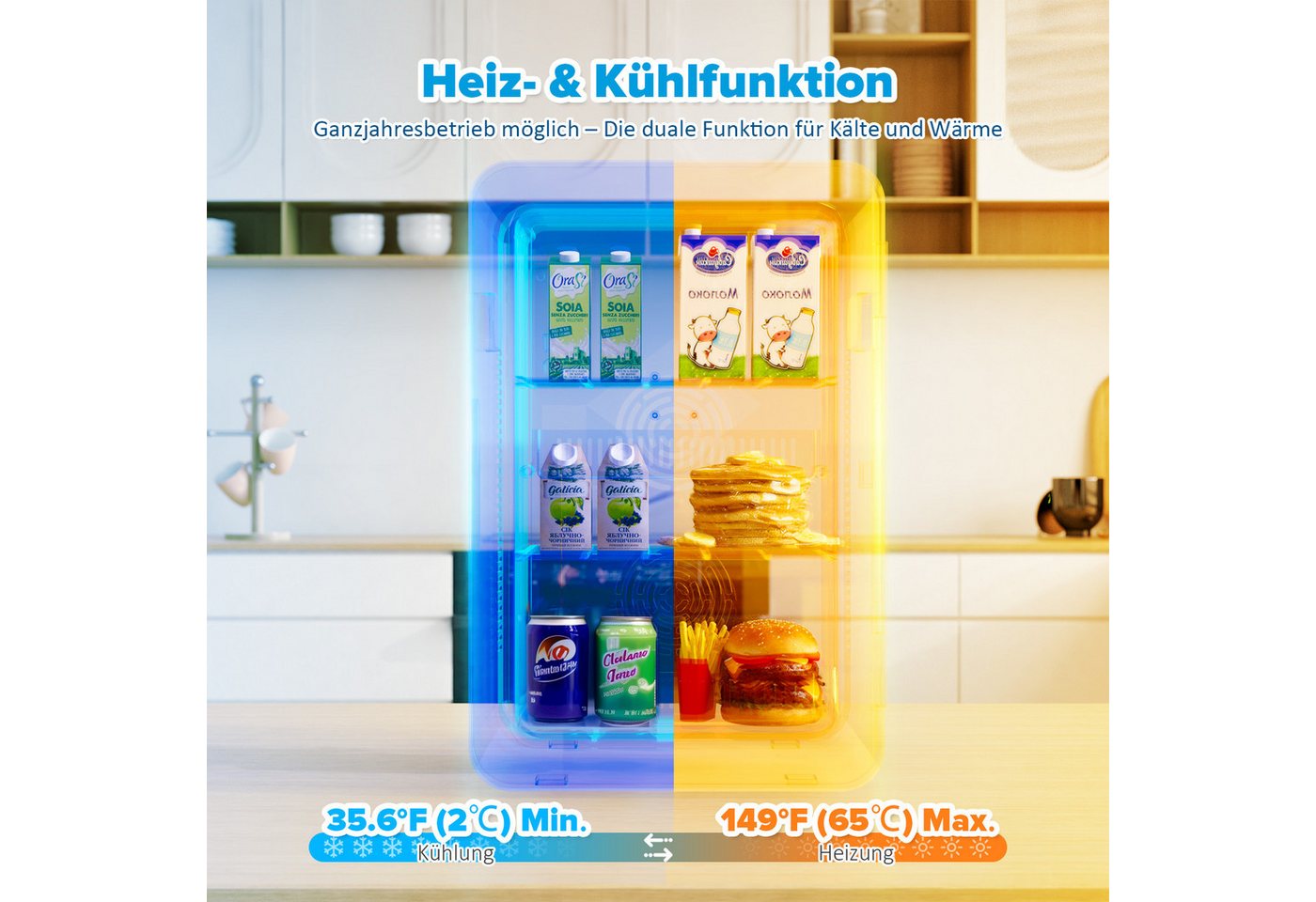 Rebonique Table Top Kühlschrank AQ-22L, 22L Mini Kühlschrank, Min: 17°C unter Umgebungstemperatur/Max: 65°C Bild 4