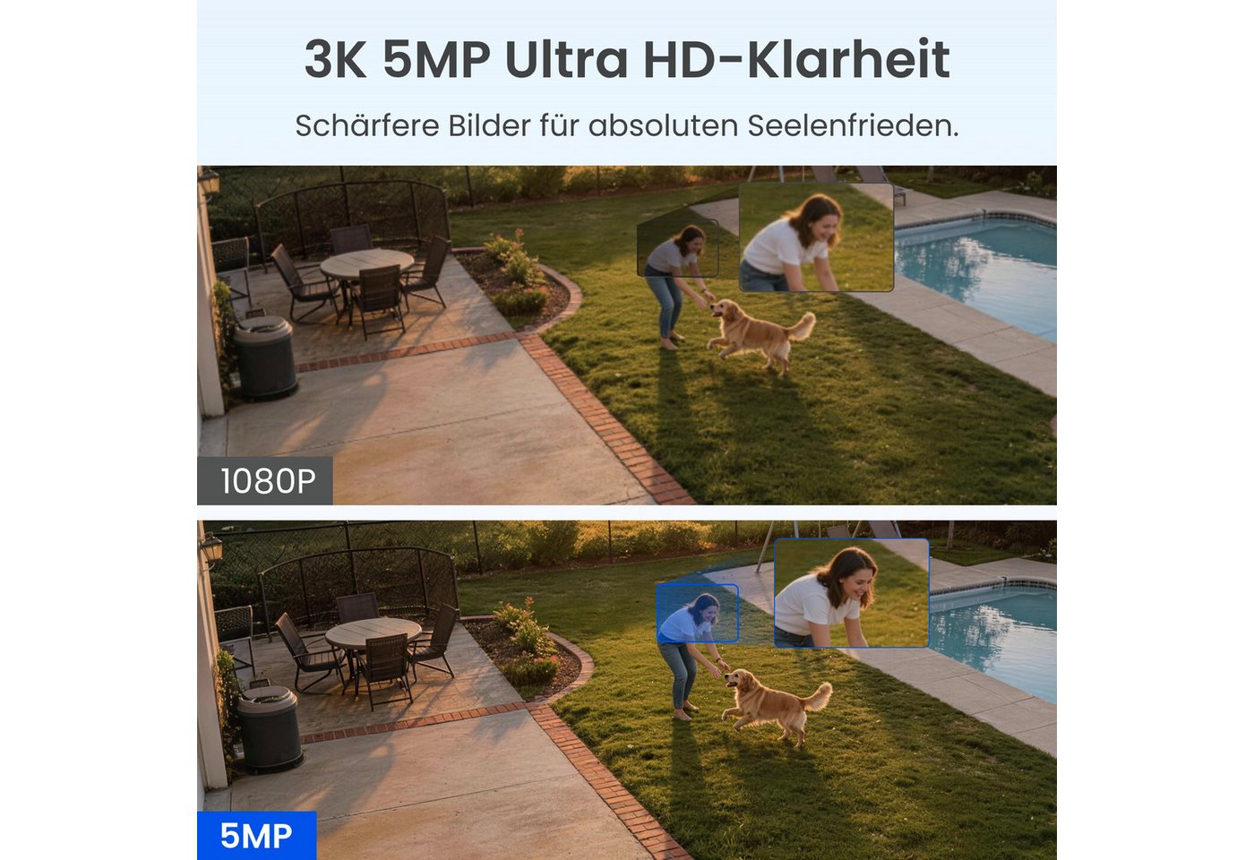Reolink Überwachungskamera 5MP Argus 3 Pro mit Solar Panel Lite, Solar Akku Kabellose WLAN Kamera (AuBenbereich, 3K 5MP, 2-Wege-Audio, Spotlight Farbige Nachtsicht, ohne Abonnement)