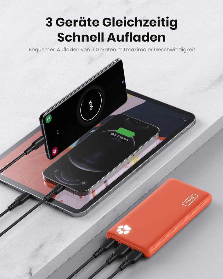 UE Stock 10000mAh Powerbank Tragbares Ladegerät mit Doppelausgang und USB-C Powerbank (3,7 V), Super dünn Bild 2