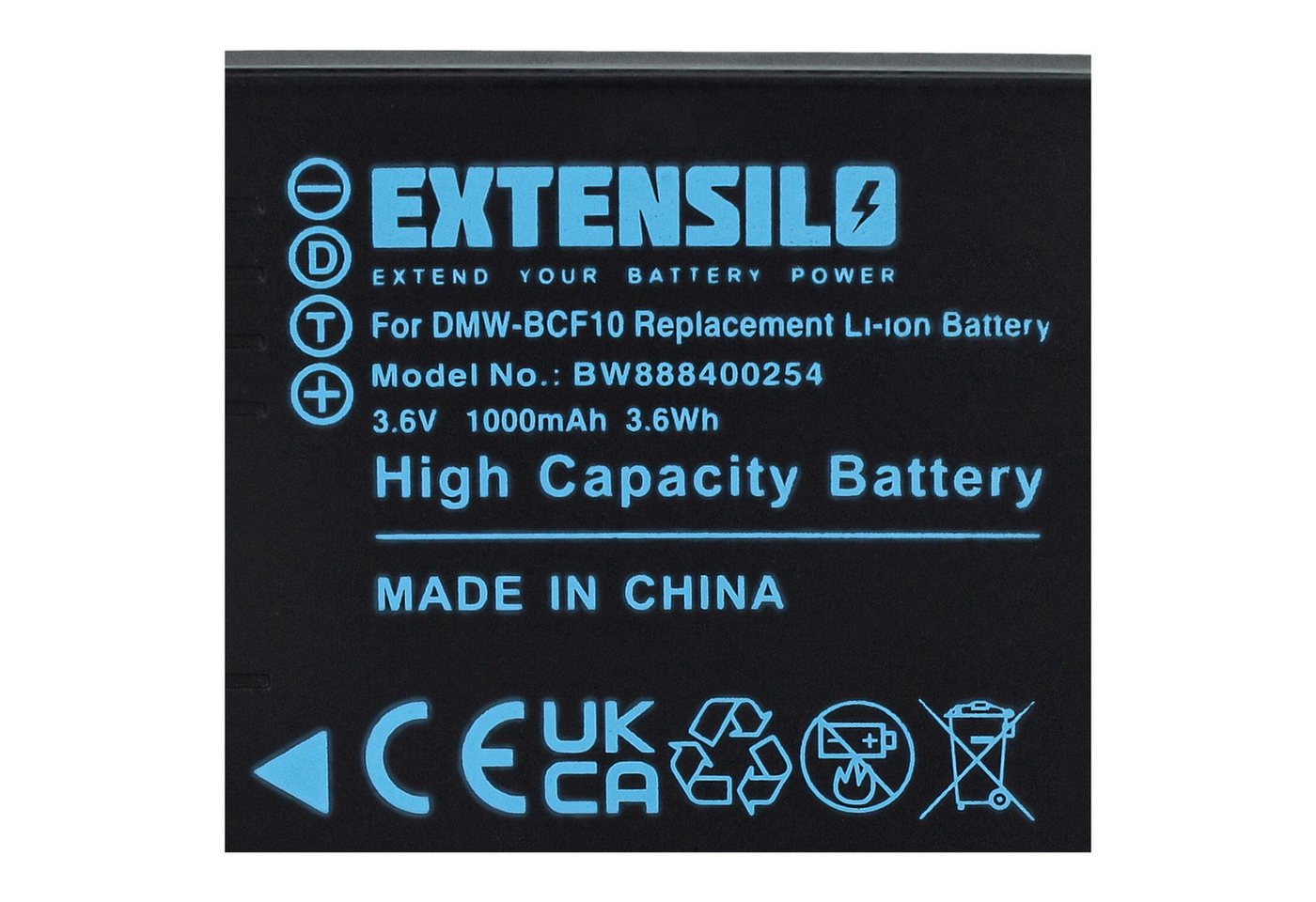 Extensilo Akku Ersatz für Panasonic DMW-BCF10PP für Digitalkamera / Kamera (1000 Kamera-Akku Akku Li-Ion 1000 mAh (3,7 V, 1 St), Leistungsfähiger Austausch-Akku für Digitalkamera, Spiegelreflexkamera