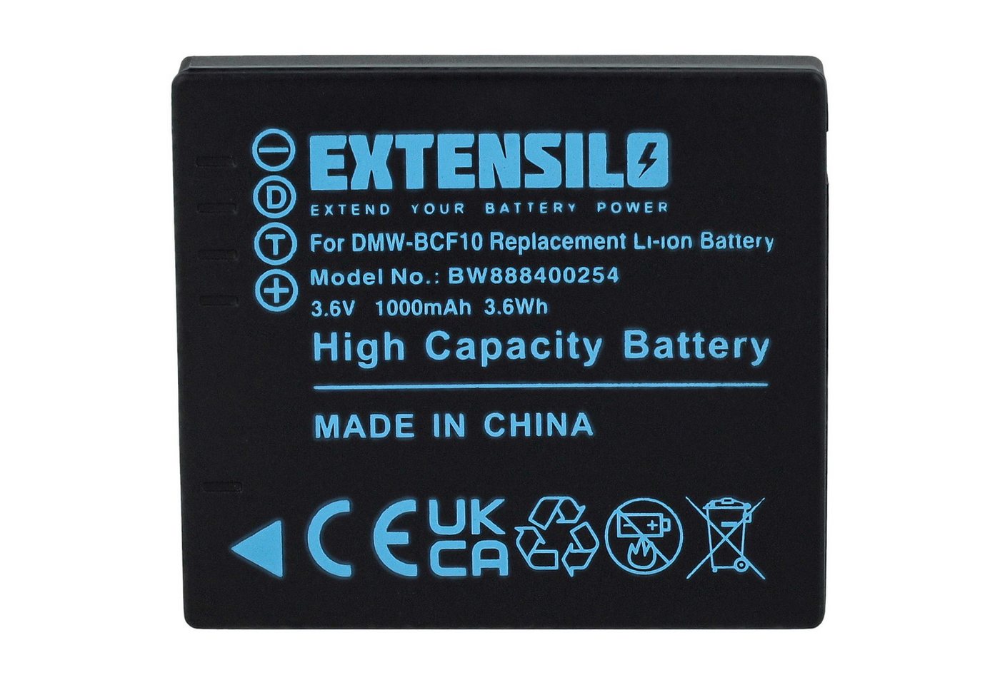 Extensilo Akku Ersatz für Panasonic DMW-BCF10PP für Digitalkamera / Kamera (1000 Kamera-Akku Akku Li-Ion 1000 mAh (3,7 V, 1 St), Leistungsfähiger Austausch-Akku für Digitalkamera, Spiegelreflexkamera Bild 3