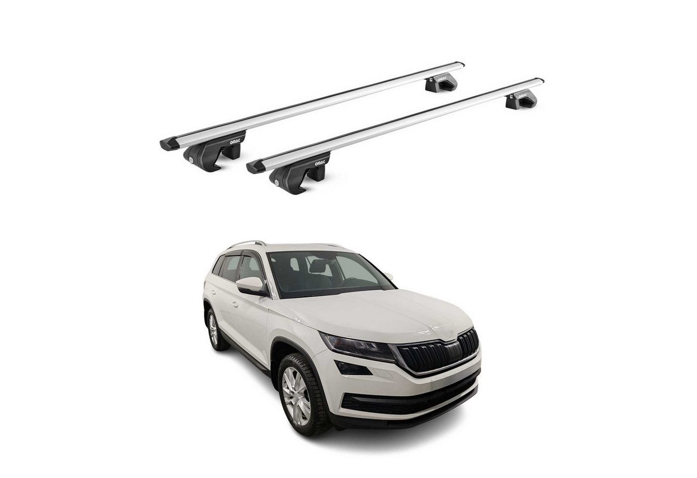 OMAC Dachträger Grundtäger für Skoda Kodiaq 2016-2024 90kg Aluminium Silber 2 tlg ABE (2-St), Wasserbeständig,Abnehmbar,Multifunktional,Leichtgewichtig Bild 3