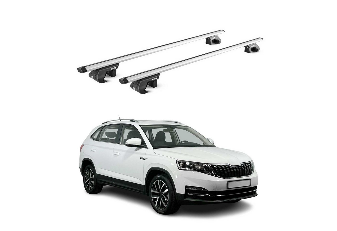 OMAC Dachträger Grundtäger für Skoda Kamiq 2019-2025 90kg Aluminium Silber 2 tlg ABE (2-St), Wasserbeständig,Abnehmbar,Multifunktional,Leichtgewichtig Bild 4