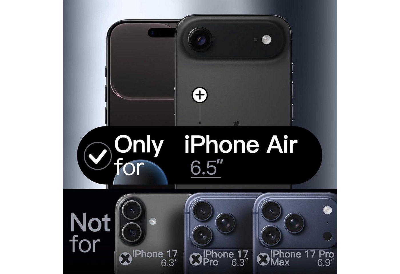 LuxusKollektion Smartphone-Hülle Hülle Schutzhülle Kameraschutz TPU iPhone 17 Air Schwarz Bild 3