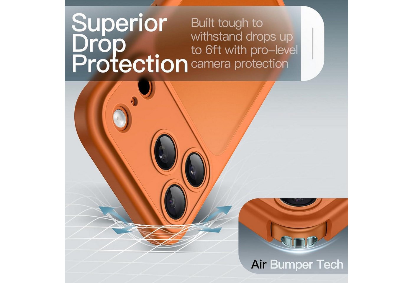 LuxusKollektion Smartphone-Hülle Handyhülle iPhone 17 Pro stoßfest Kameraschutz matt Orange Bild 4
