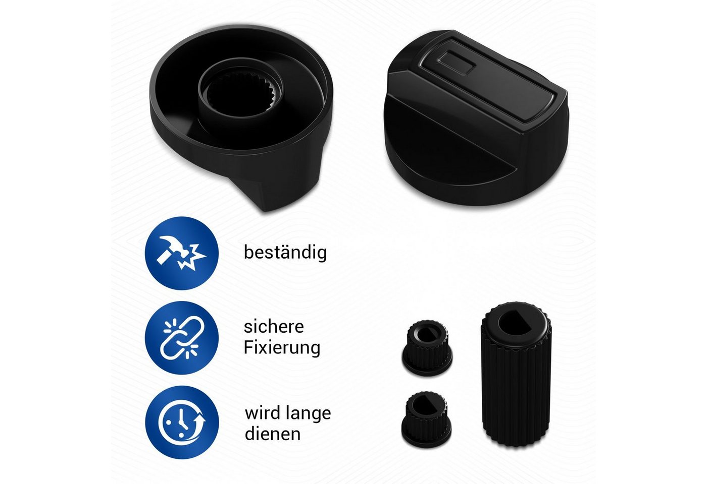 VIOKS Kochfeld-Adapter Knebelset universal, 38mmØ schwarz 16-teilig für Kochfeld alle Marken Bild 2