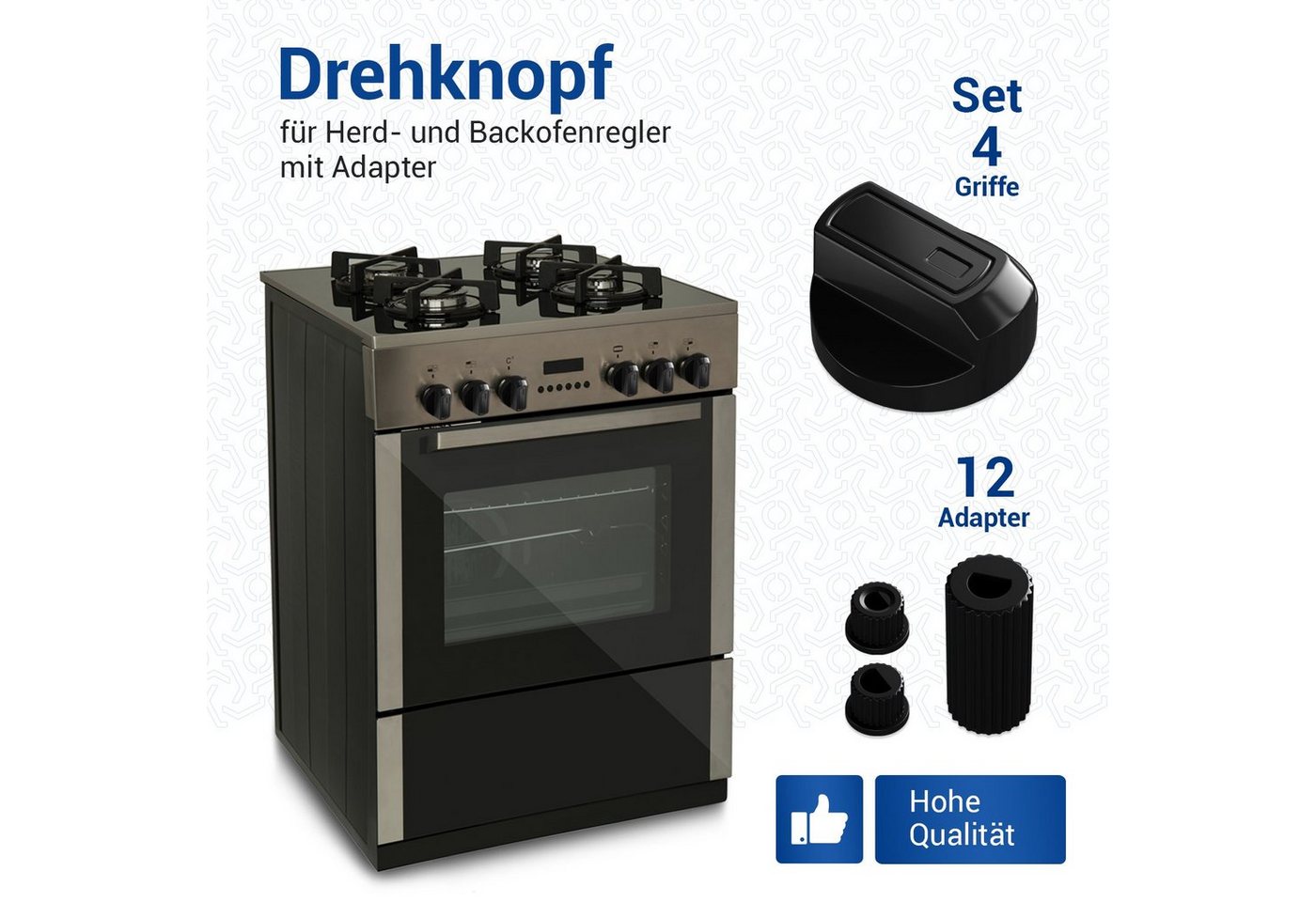 VIOKS Kochfeld-Adapter Knebelset universal, 38mmØ schwarz 16-teilig für Kochfeld alle Marken Bild 5