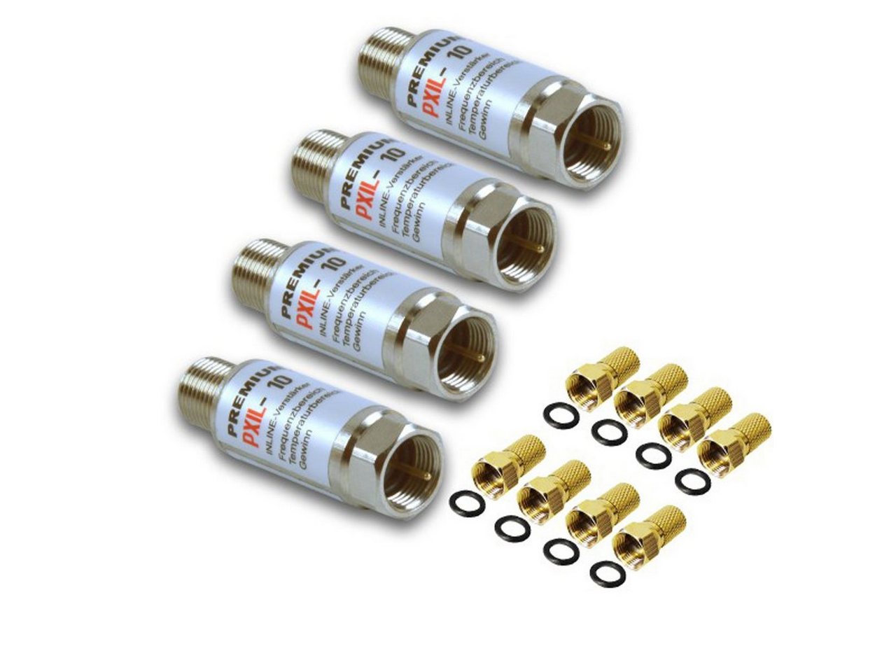 PremiumX 4x Inline Verstärker 20dB für SAT / DVB-T + 8x F-Stecker 7mm SAT-Kabel Bild 3