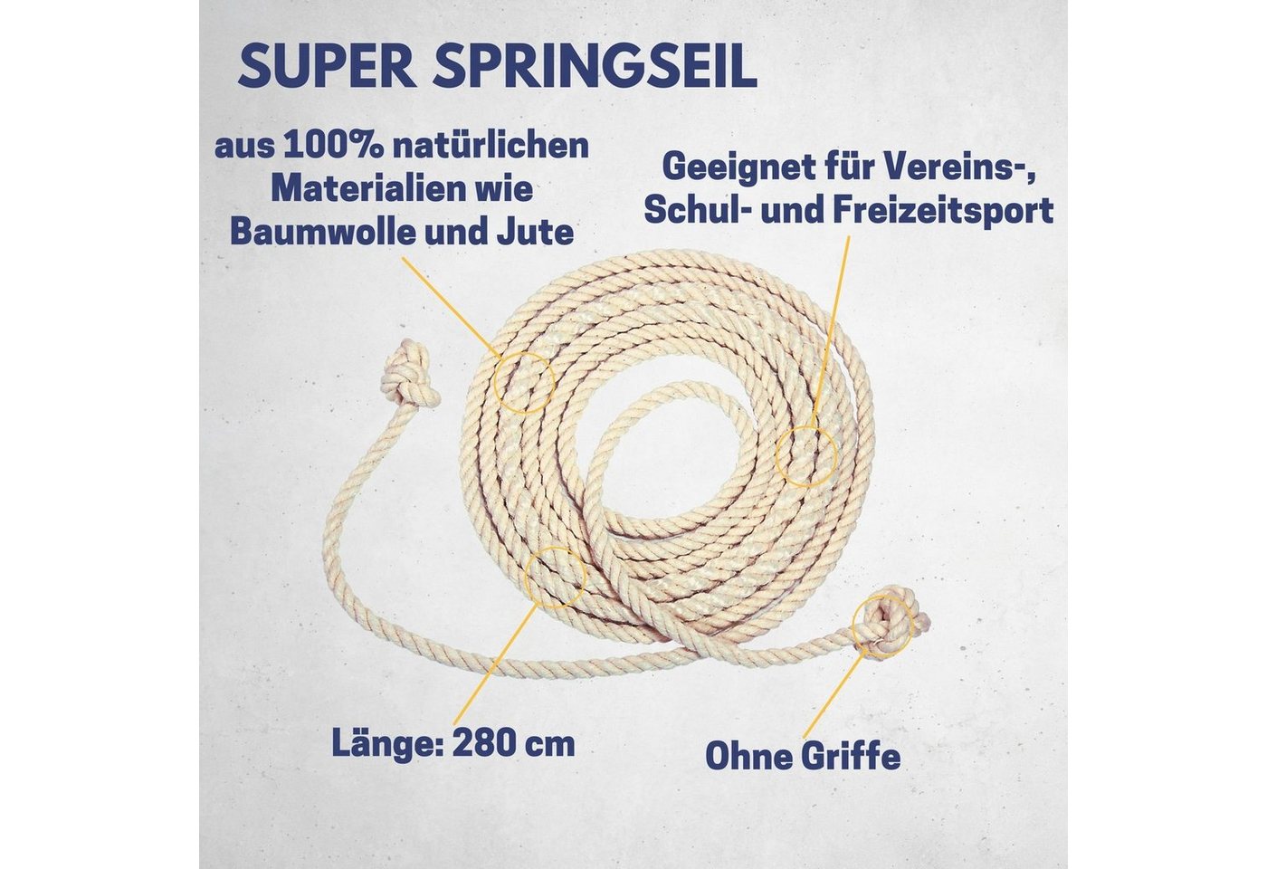 Best Sporting Springseil Springseil aus Baumwolle und Jute I 100% Naturprodukt, 100% Naturprodukt aus Baumwolle und Jute Bild 5
