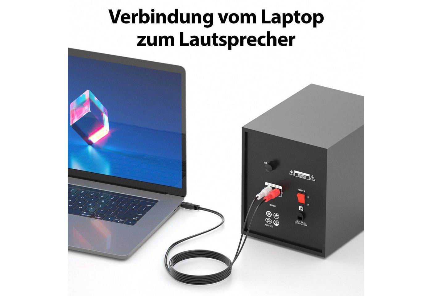 JAMEGA 3,5mm Klinke Stecker - 2x Cinch Stereo Audio AUX auf RCA Kopfhörer Audio-Kabel, (50 cm) Bild 2