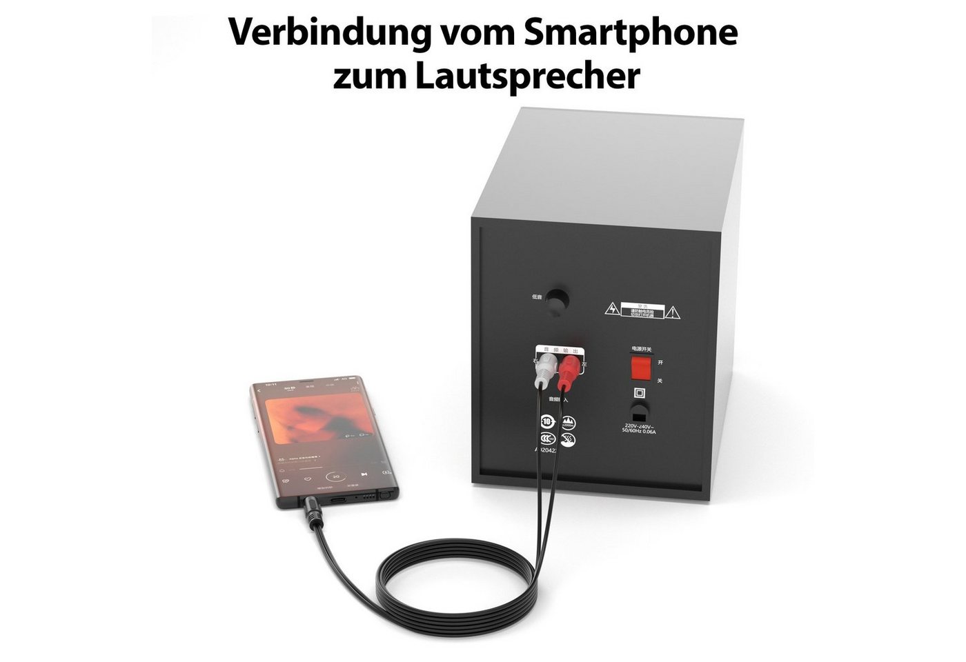 JAMEGA 3,5mm Klinke Stecker - 2x Cinch Stereo Audio AUX auf RCA Kopfhörer Audio-Kabel, (50 cm) Bild 3