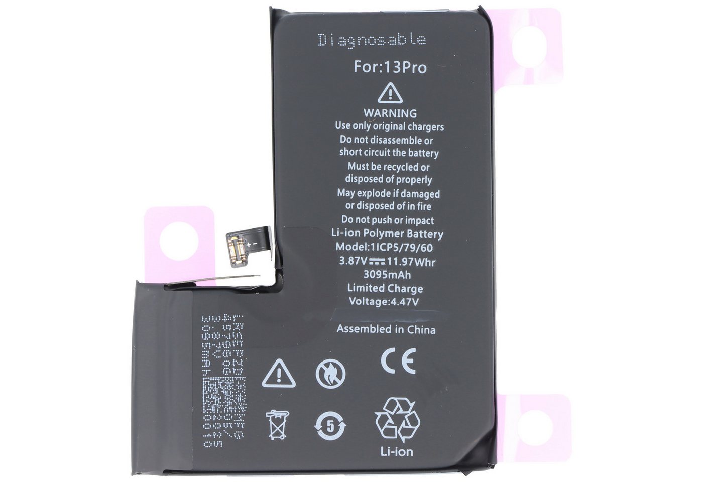 AccuCell Akku passend für Apple iPhone 13 Pro, diagnostizierbar, Li-Polymer, 3 Akku 3095 mAh (3,9 V) Bild 2