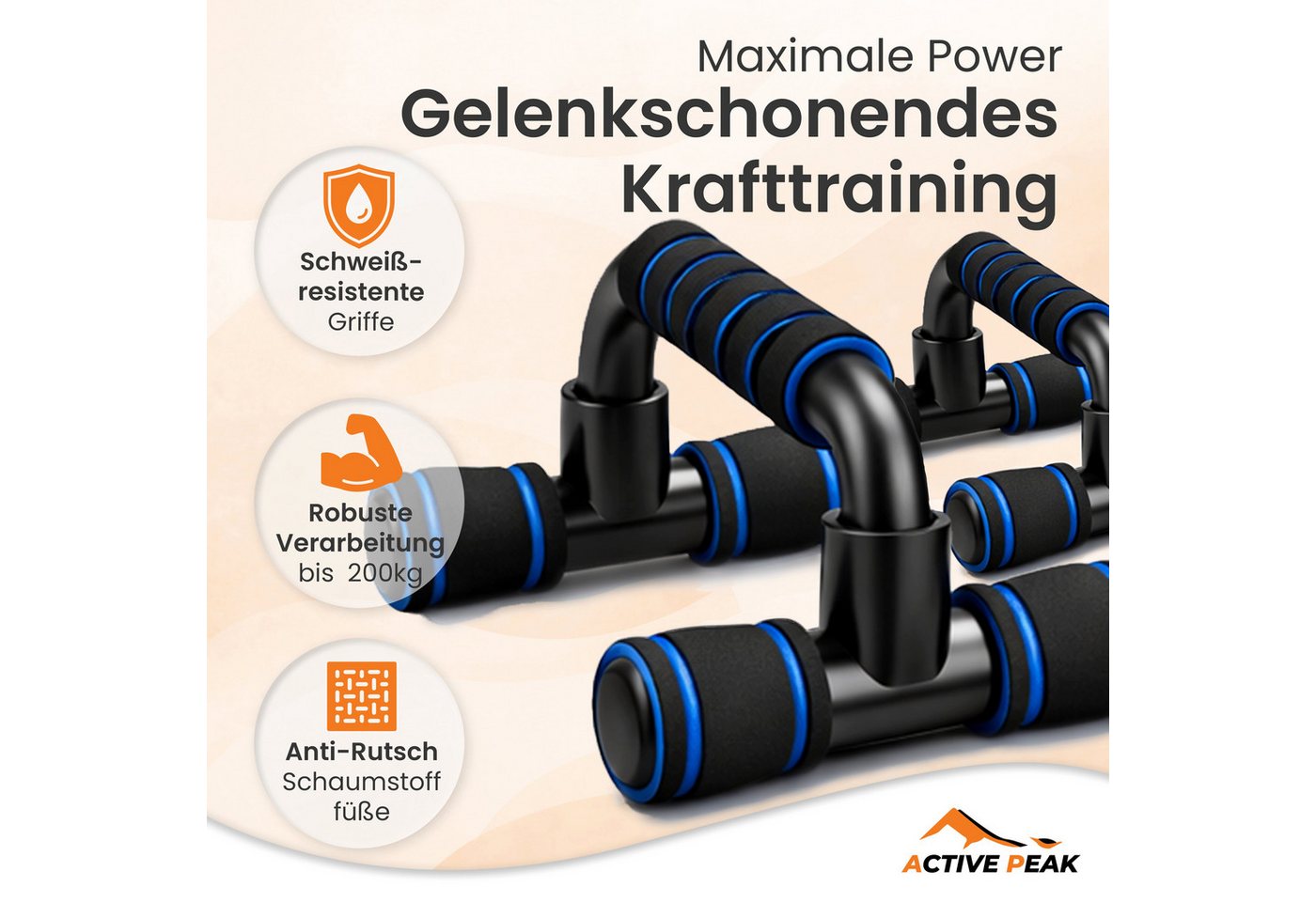 Active Peak AB-Roller 7-in-1 Workout Set mit Bauchroller, Liegestützgriffen, Springseil (Widerstandsbänder & Zubehör) Bild 2