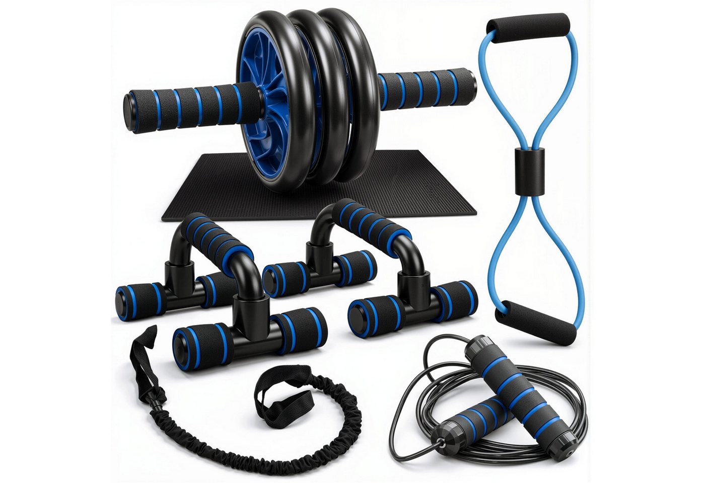 Active Peak AB-Roller 7-in-1 Workout Set mit Bauchroller, Liegestützgriffen, Springseil (Widerstandsbänder & Zubehör) Bild 4