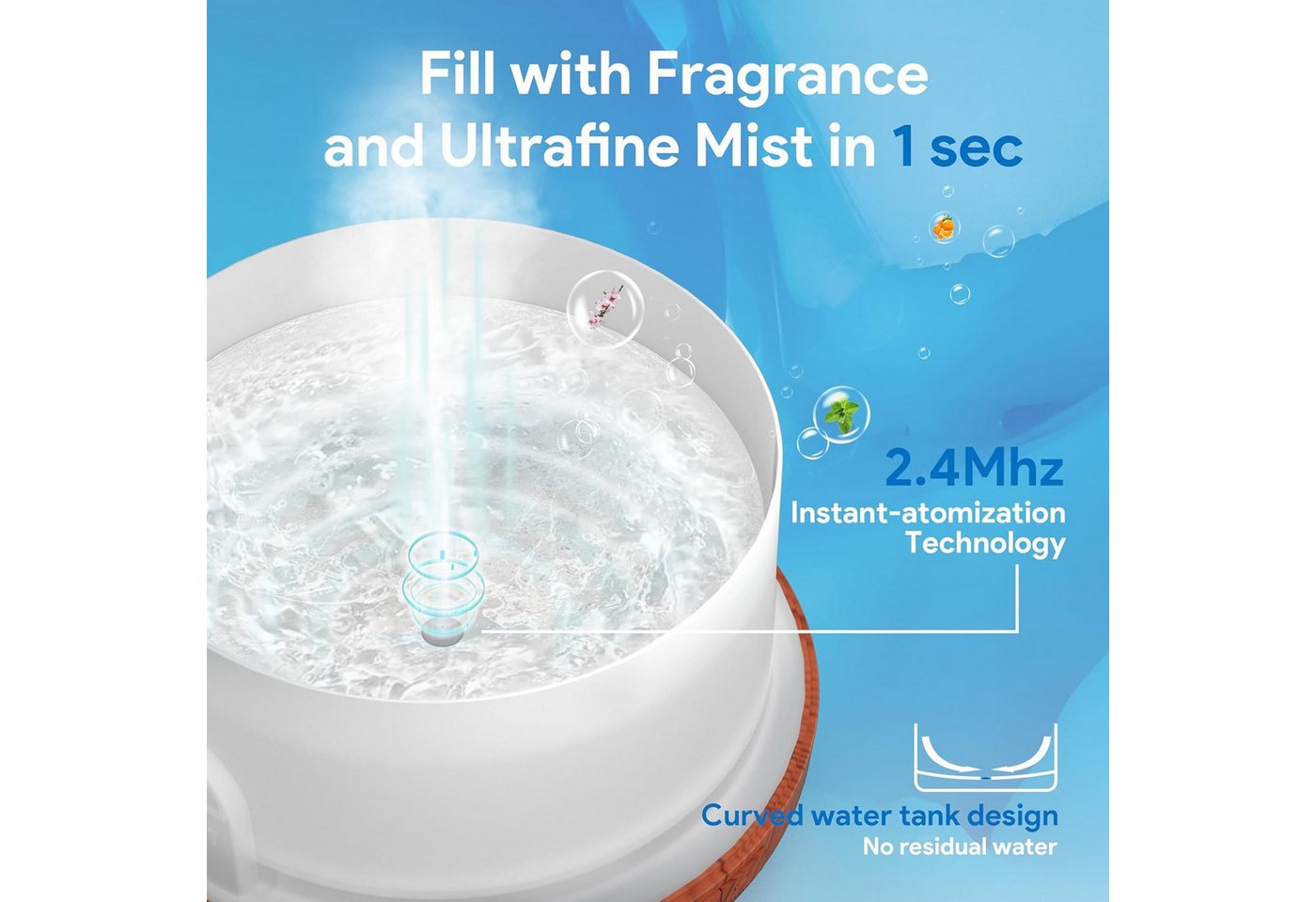 Asakuki Luftbefeuchter Rock 100-DF001, 0,5 l Wassertank Bild 2
