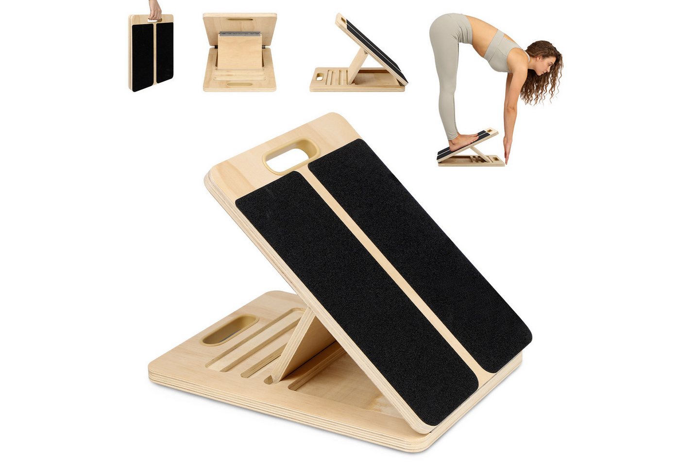 JOYOLEDER Balanceboard Wadendehner Schrägbrett aus Holz,Slant Board mit 5 Winkeln,Verstellbar, Wadenstrecker mit Tragegriff, Mobility Board für Wadenstreckung Bild 4