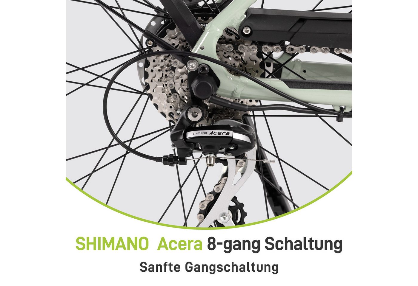 DERUIZ E-Bike 28 Zoll, Quartz SUV, 160 km, Drehmomentsensor, Bluetooth & APP, 8 Gang SHIMANO, Kettenschaltung, Heckmotor, 644 Wh, (LCD-Farb-Display, 120 Lux Frontlicht, Lockout-Federgabel, 5 Stufen), Elektrofahrrad, bis zu ca. 140kg, RH: 46 cm, hydr. Scheibenbremsen Bild 2
