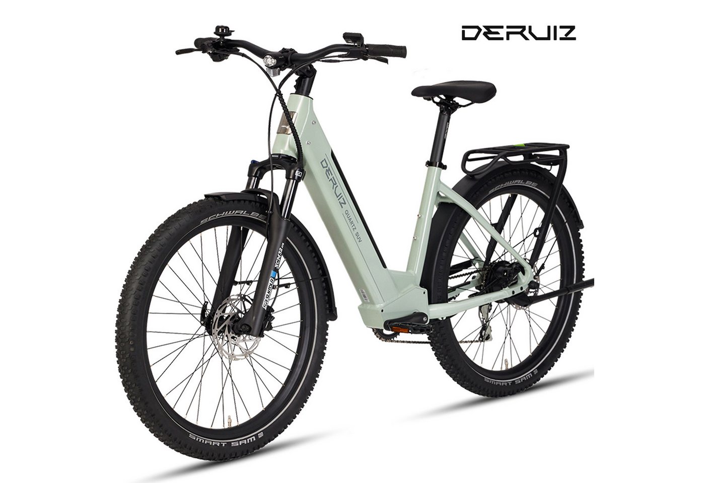 DERUIZ E-Bike 28 Zoll, Quartz SUV, 160 km, Drehmomentsensor, Bluetooth & APP, 8 Gang SHIMANO, Kettenschaltung, Heckmotor, 644 Wh, (LCD-Farb-Display, 120 Lux Frontlicht, Lockout-Federgabel, 5 Stufen), Elektrofahrrad, bis zu ca. 140kg, RH: 46 cm, hydr. Scheibenbremsen Bild 4