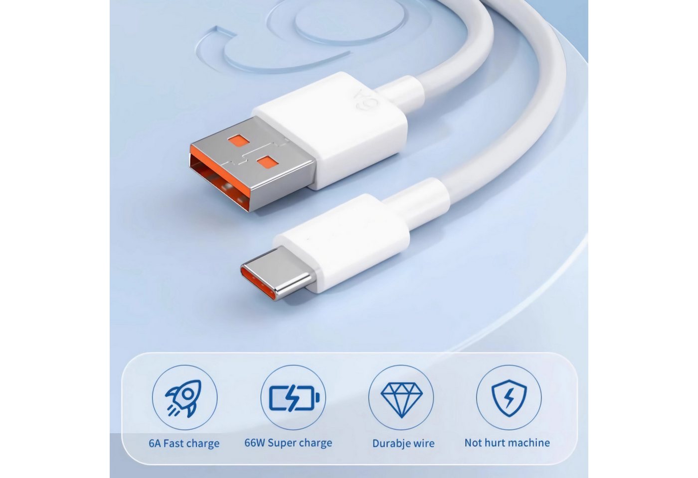 Bolwins K44 USB Kabel 3.0 A - USB C Stecker Datenkabel Schnell Ladekabel 6A USB-Kabel, USB 3.0 Typ A Stecker, USB 3.1 Typ C Stecker (100 cm), Unterstützt SuperSpeed USB 5Gbps und Schnellladen Bild 4