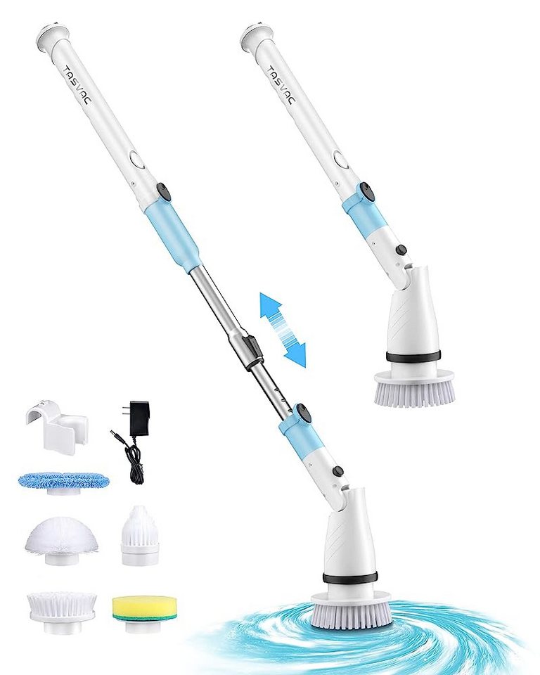 TASVAC Hartbodenreiniger EB5 Akku-Reinigungsset 21W, 2000mAh, 180 Min. Laufzeit, 5 Bürstenköpfe, 21 W, Nicht zutreffend, Verstellbarer Griff,wasserdichtes Gehäuse Bild 3
