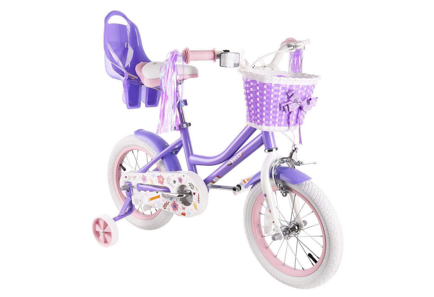 Vankel Kinderfahrrad 12/14/16/18 Zoll mit Stützrädern, 1 Gang, Mit Korb, Puppensitz & Kettenschutz Bild 4