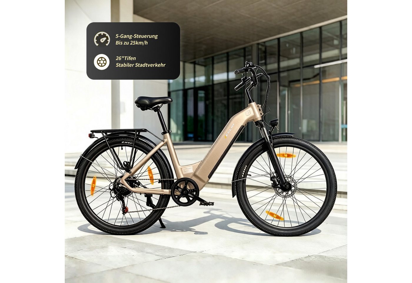 PixelPilot E-Bike Trekkingrad Elektrofahrrad Tiefeinstieg 26" Cityrad 18,2Ah Akku 80km Reichweite, 7 Gang, Nabenmotor, 655,2 Wh, (Packung)