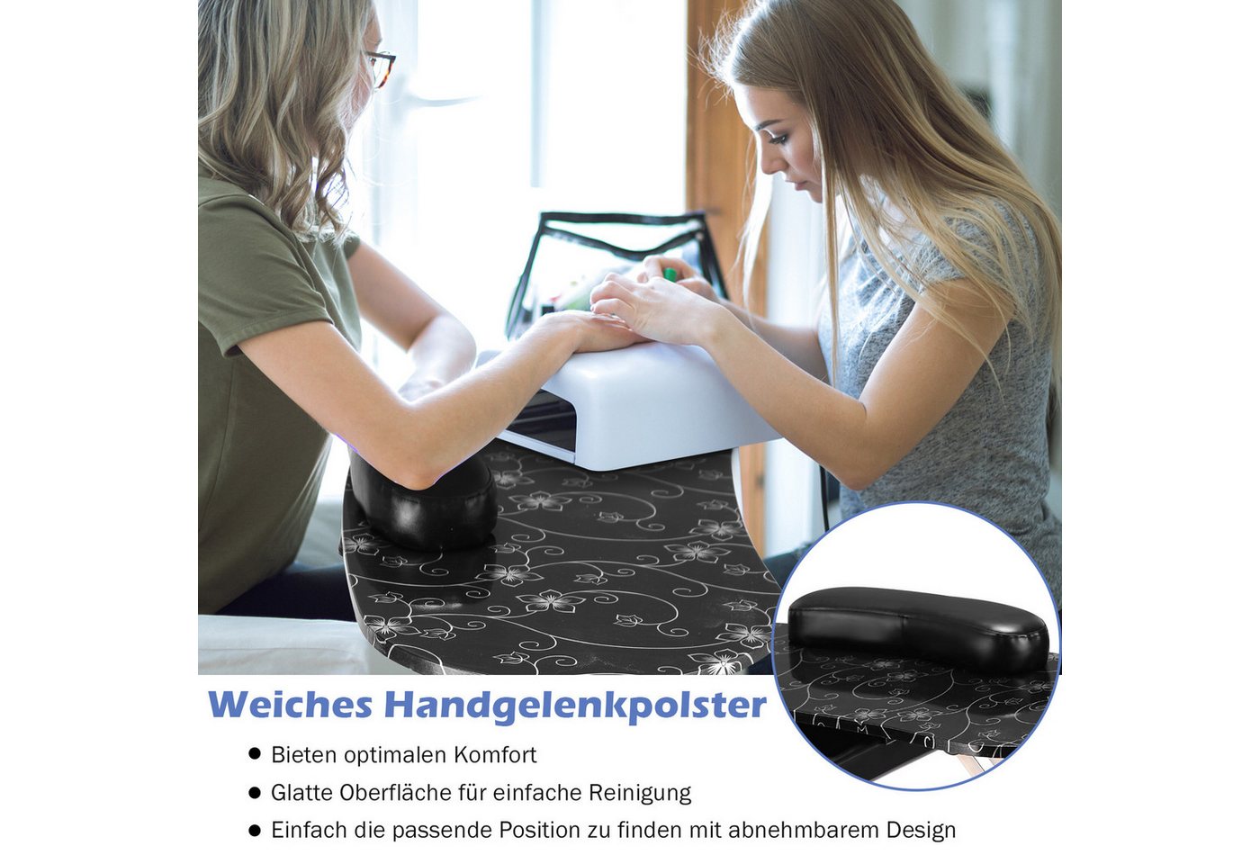 COSTWAY Maniküre-Pediküre-Set, Nageltisch, Schminktisch inkl. Handgelenkauflage Bild 2