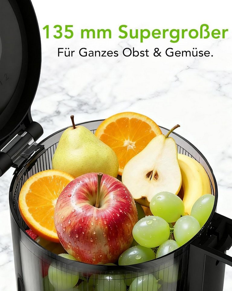 Kismile Entsafter Slow Juicer mit 135mm extra großem Einfüllschacht, 300 W, Leicht zu reinigen, Entsafter für ganzes Obst und Gemüse Bild 5