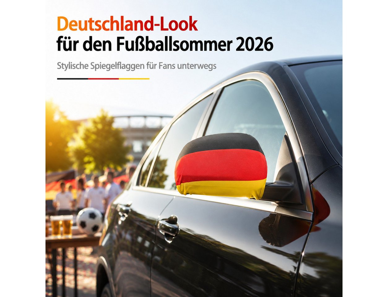 BRUBAKER Flagge Deutschland Autospiegel Flagge - Autofahnen für PKW Außenspiegel (Schwarz Rot Gold, 2-St., Fanartikel Überzug für Weltmeisterschaft USA), 2er Set Spiegel Cover Deutschlandfahne für WM 2026 Bild 3