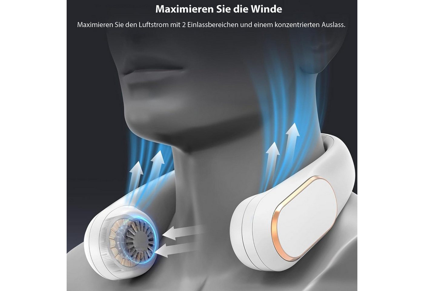 feinlux Mini USB-Ventilator Mini-USB-Nackenventilator mit LED-Display Bild 2