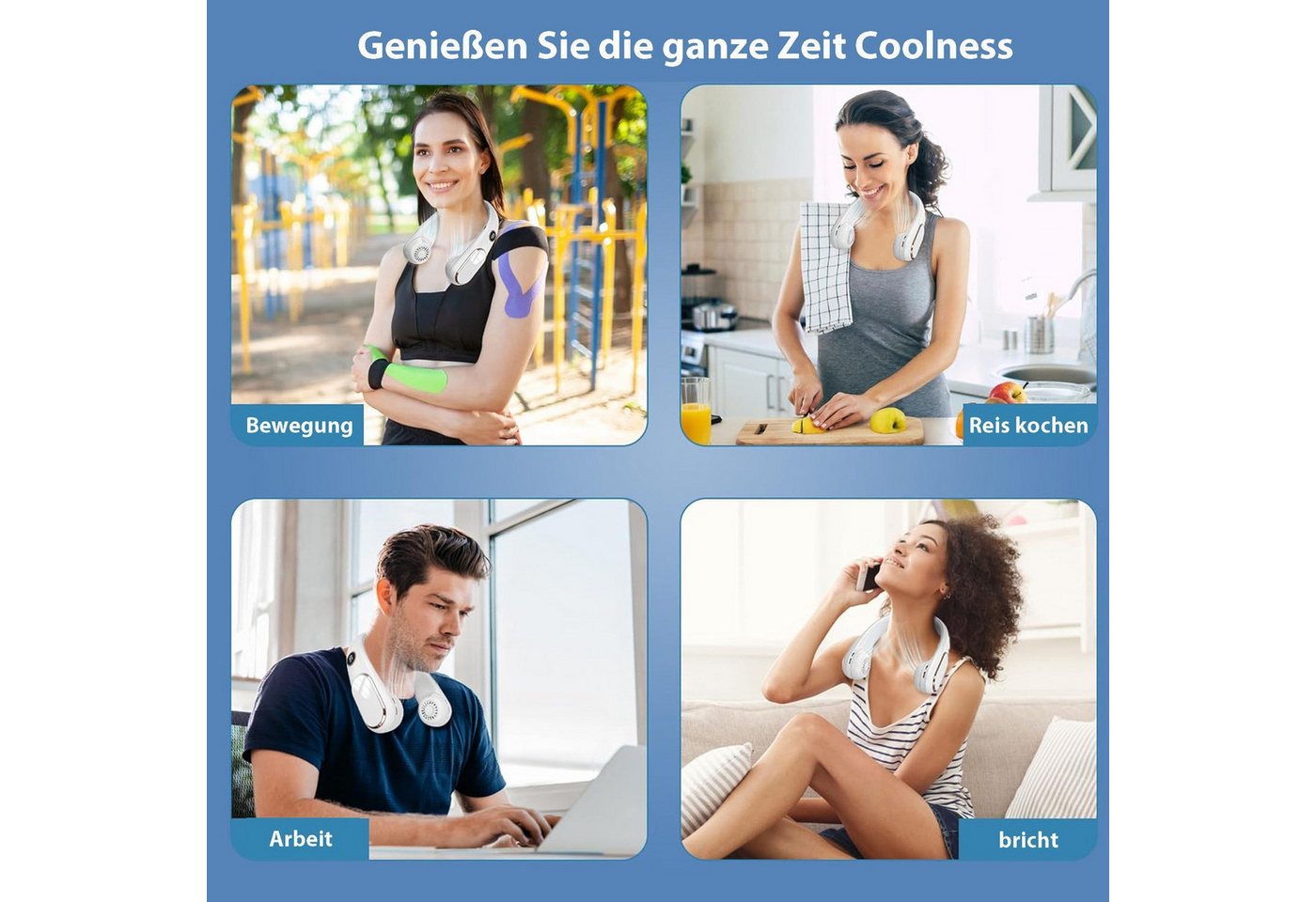 feinlux Mini USB-Ventilator Mini-USB-Nackenventilator mit LED-Display Bild 3